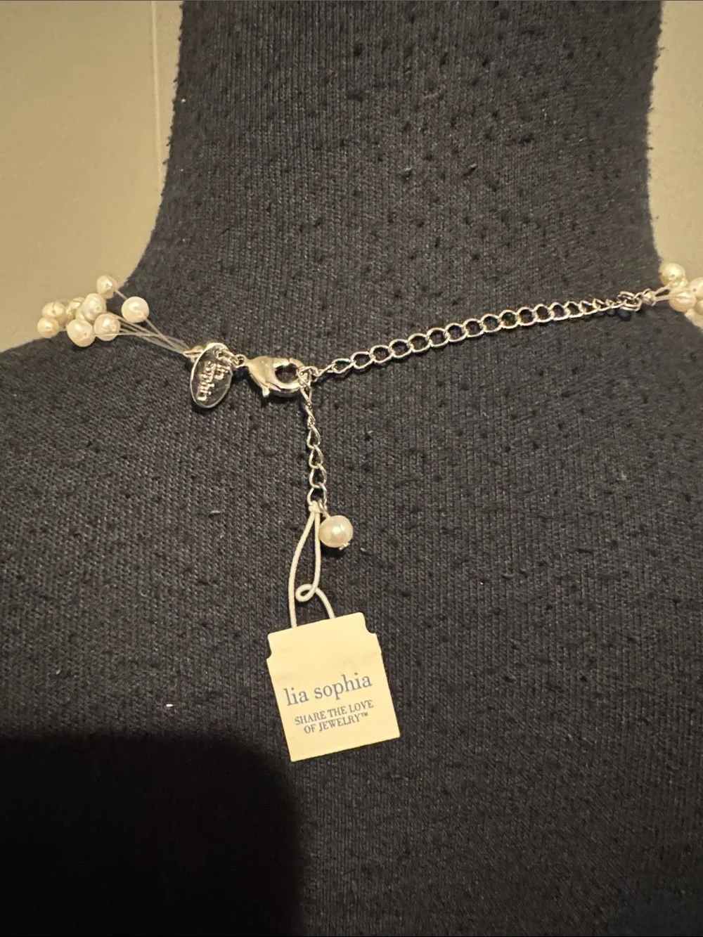 Lia Sophia Vintage Pearlette Multi-Strand Floating Pearl Illusion Necklace. NWT